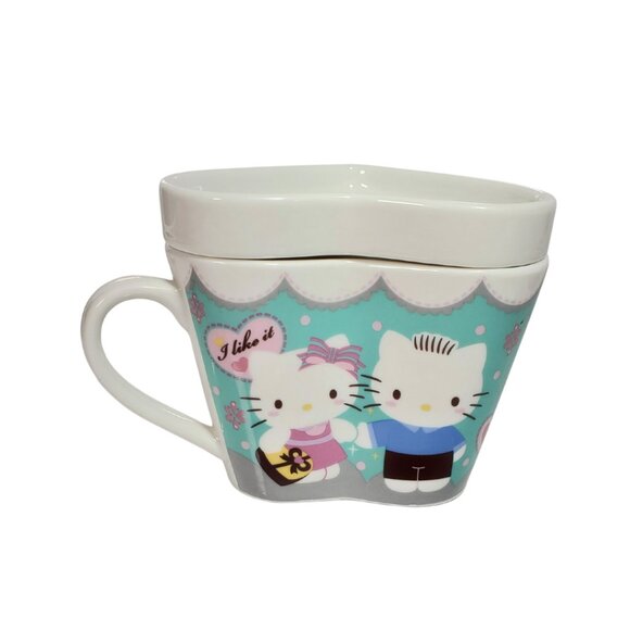 Vintage Sanrio Hello Kitty & Dear Daniel Valentine Heart Mugs with Lid/Dish 2011 - Picture 14 of 15